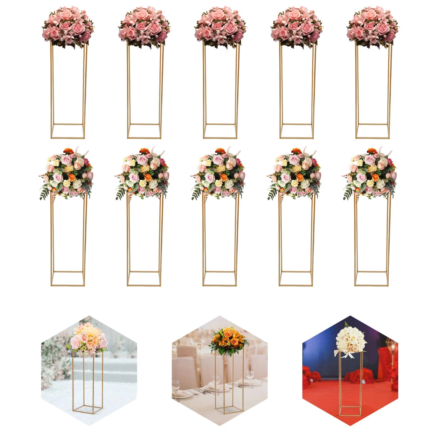 Metal Geometric Flower Vase Stand for Table Centerpieces