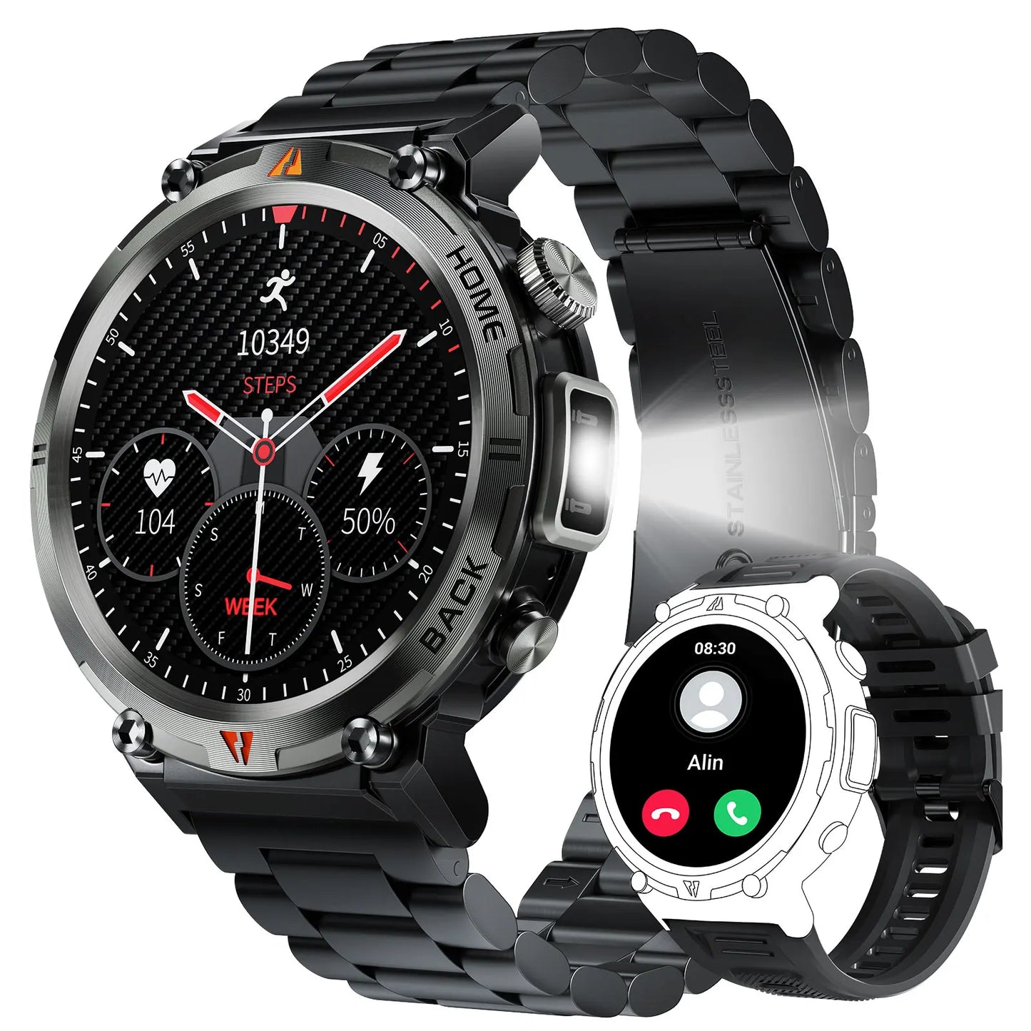 EIGIIS KE3 Smartwatch for Men Bluetooth Health Monitor Heart Rate