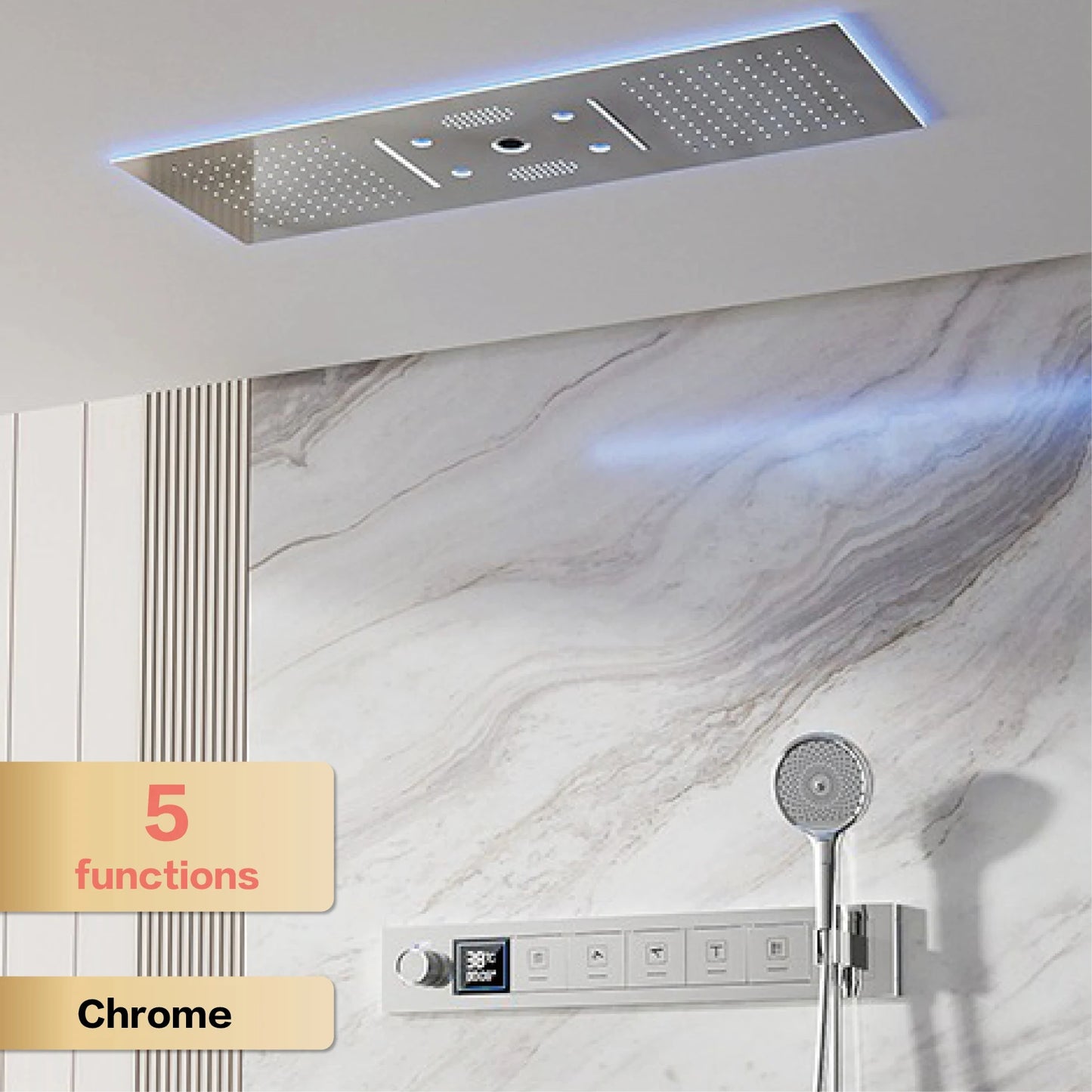 Aitana Luxury Brass Gunmetal LED Display Thermostatic Shower System