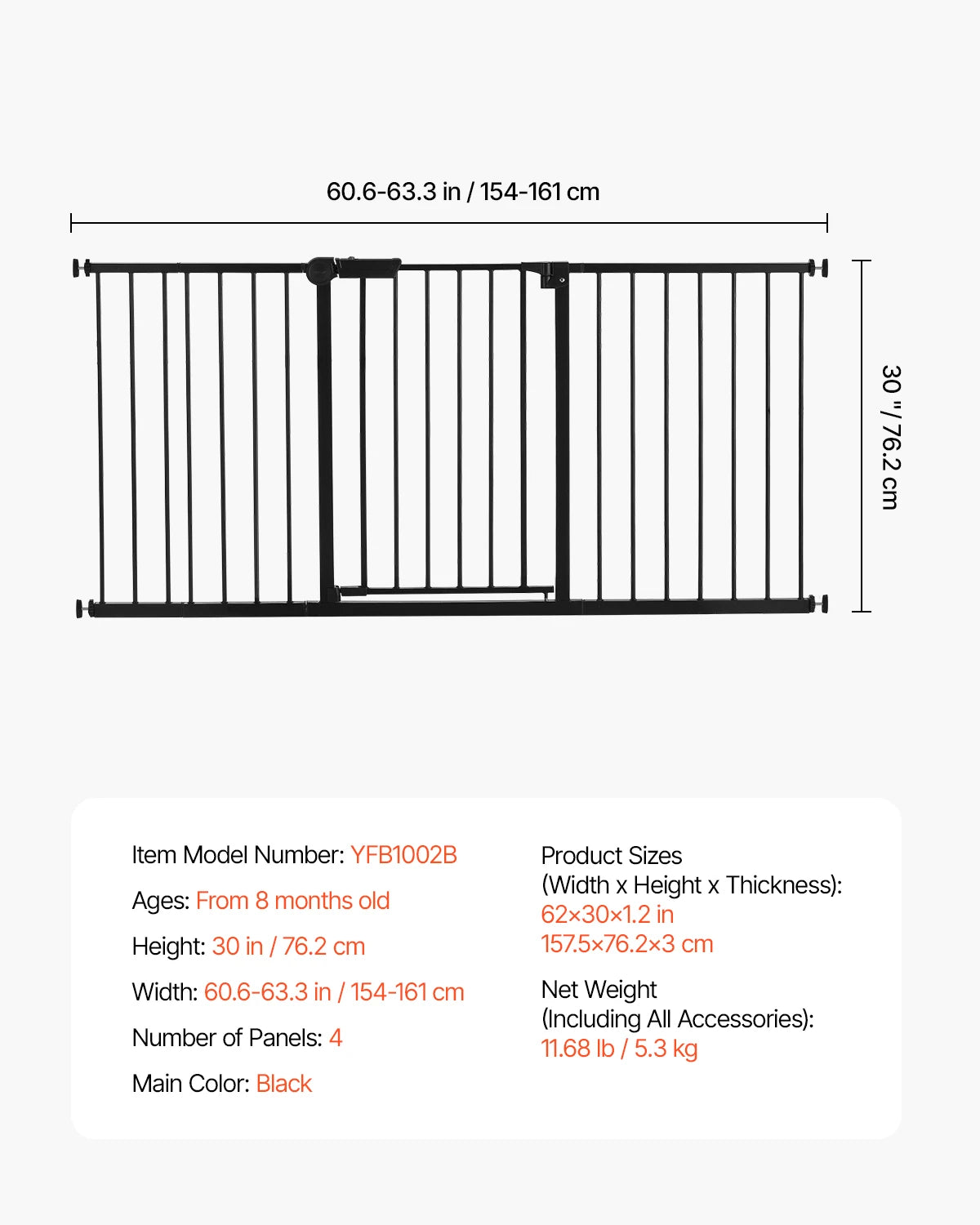 SucceBuy Baby Gate Walk Through Pet Security Pressure Mount