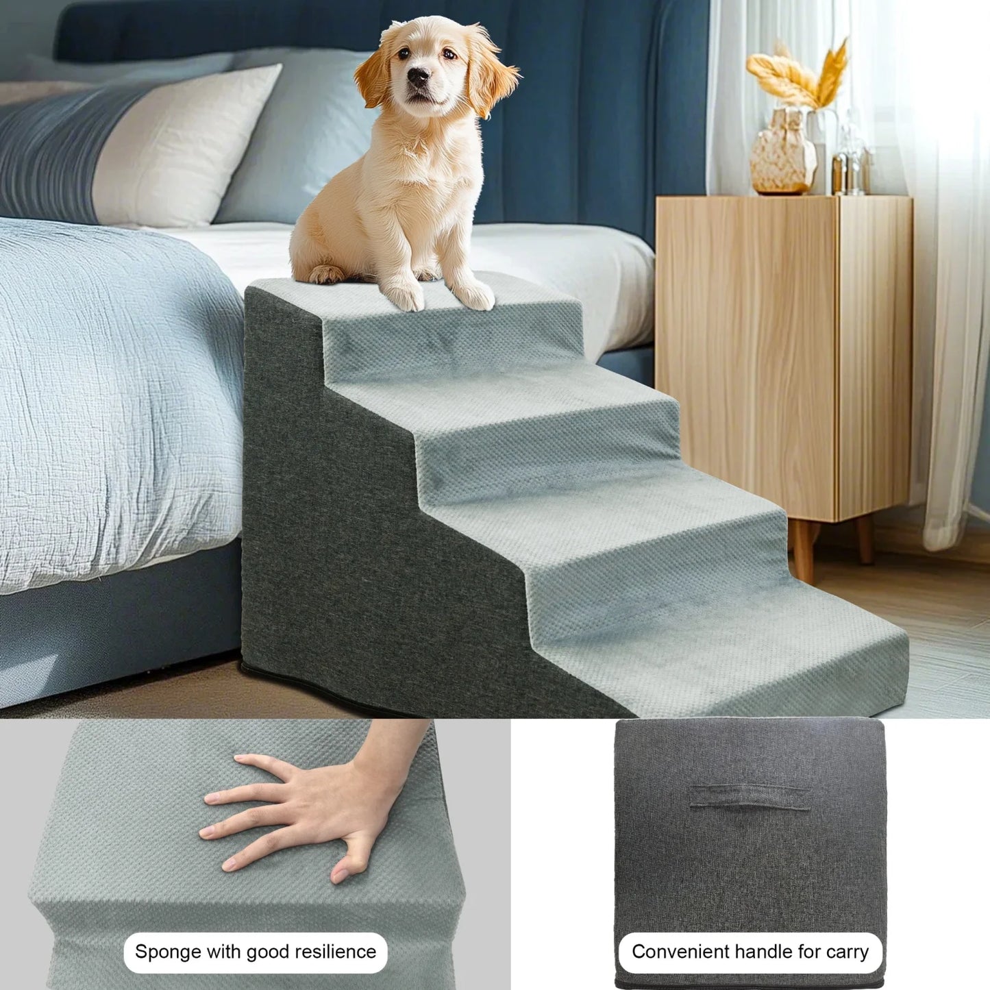 Dog Steps for Small Dogs Non-Slip Ramp with Washable Cover