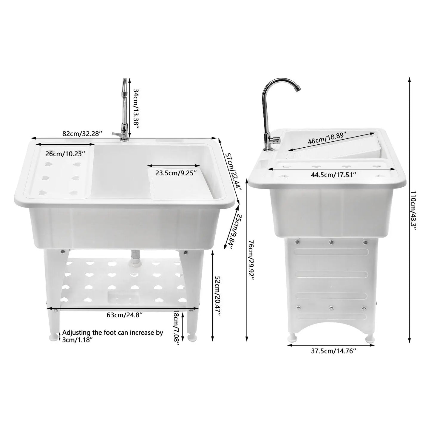 Bymaocar Utility Sink Freestanding Laundry Tub With Faucet