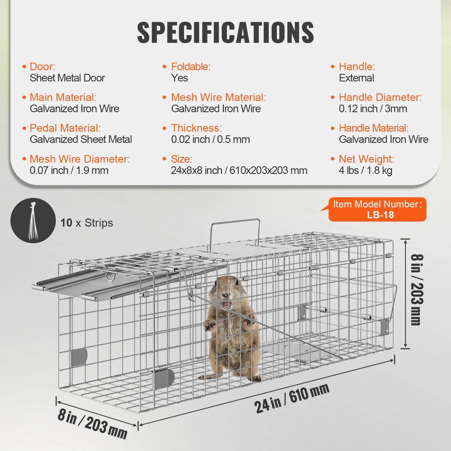SucceBuy Folding Live Animal Cage Trap Humane Cat Rodent Control
