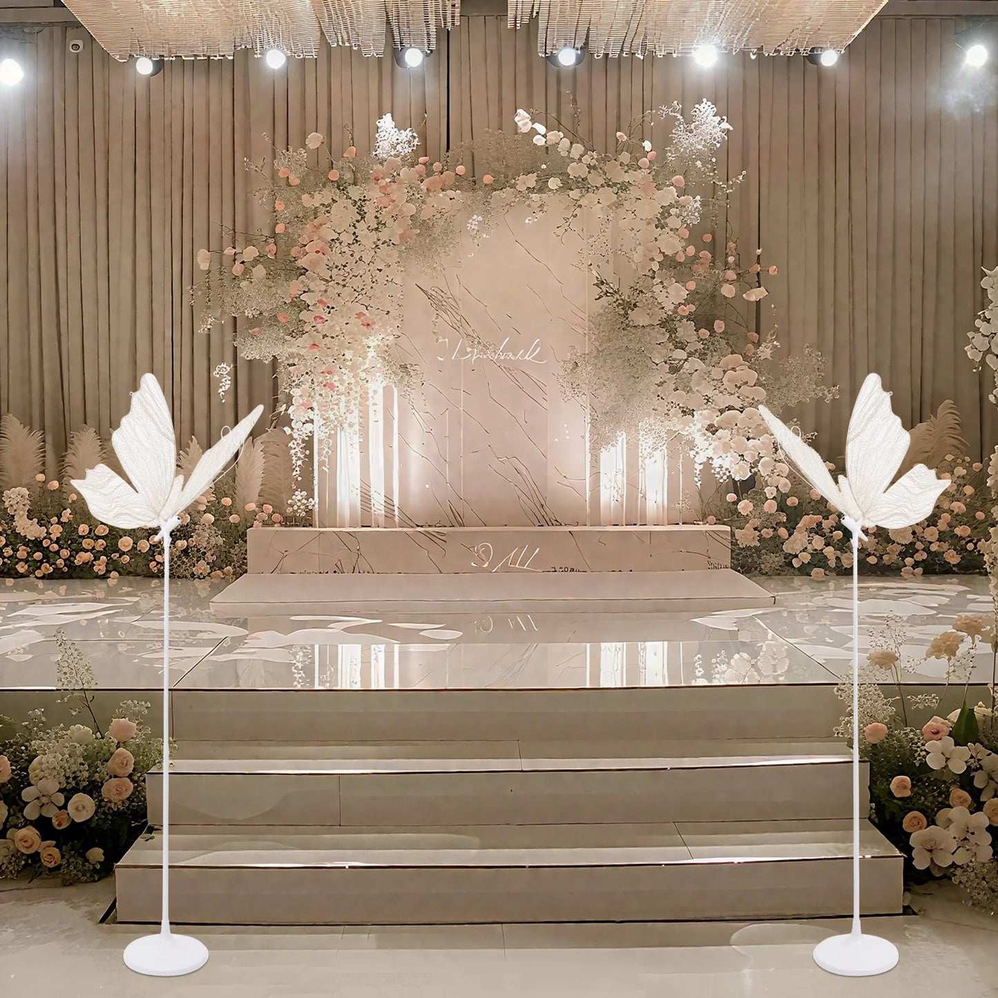 2-Pack Wedding Butterfly Floor Lamp Adjustable Height
