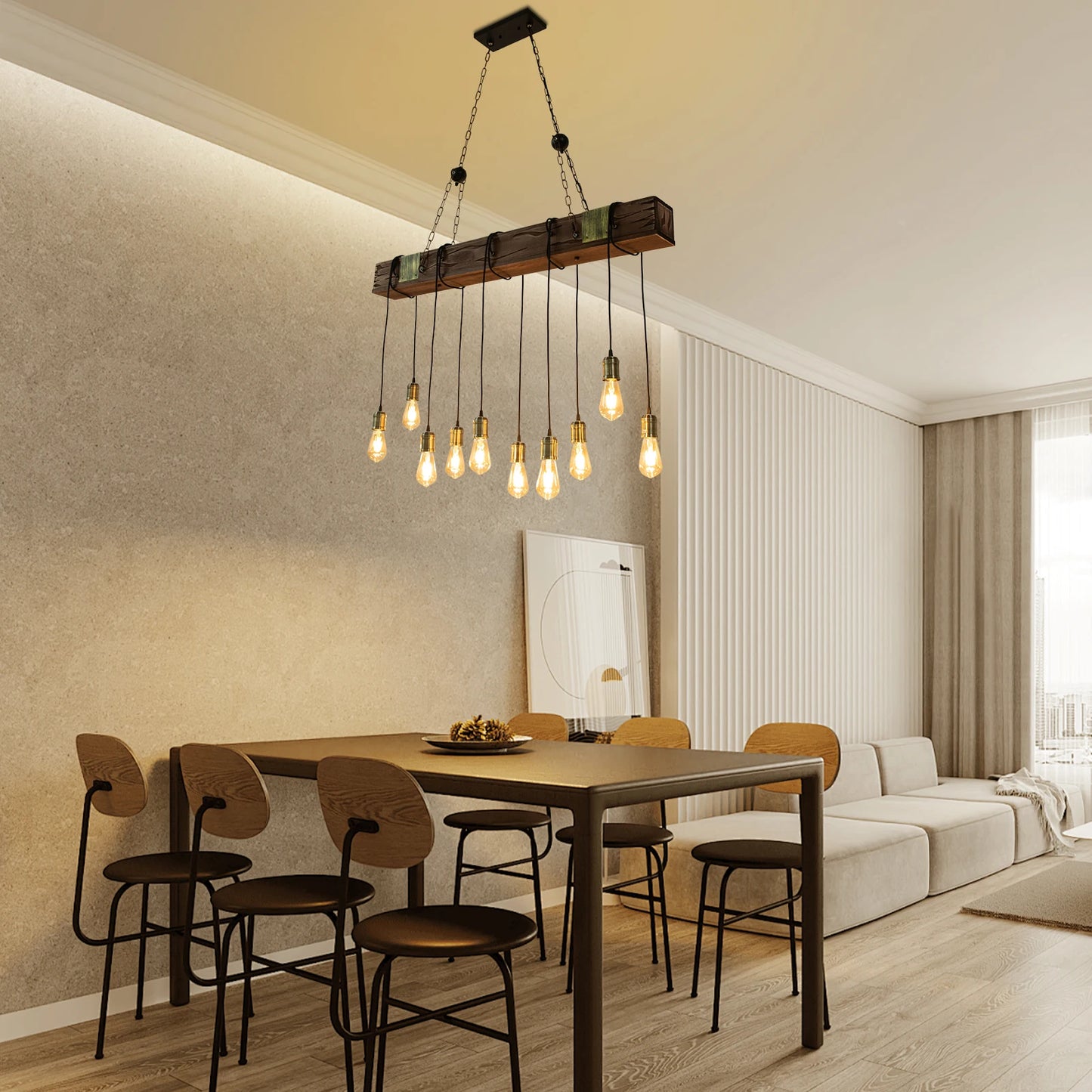 Vintage Wood Ceiling Chandelier Pendant Light E26 Loft Bar