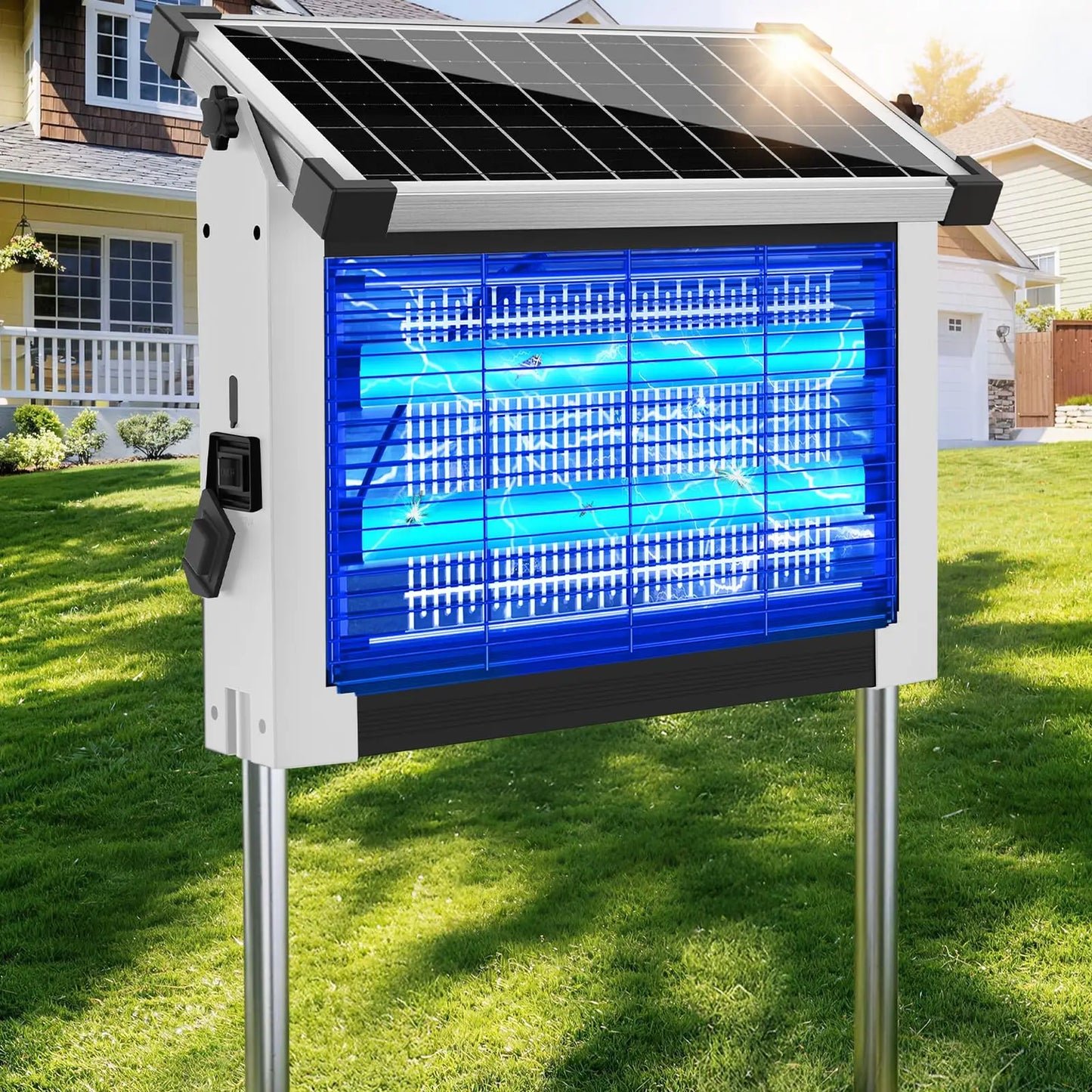 Solar Bug Zapper Outdoor 4500V Waterproof With Panel Sensor