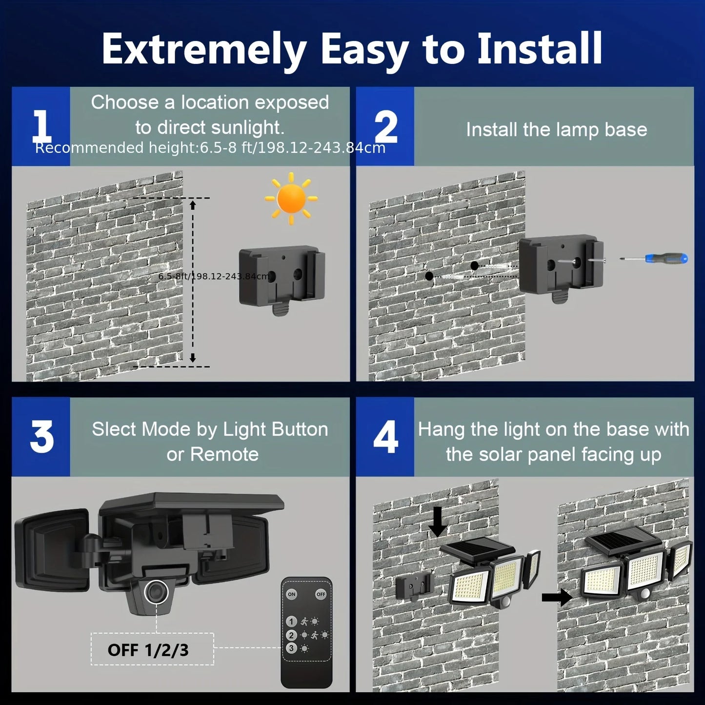 SZRSTH Outdoor Solar Lights 3 Pack Motion Sensor 2800LM LED