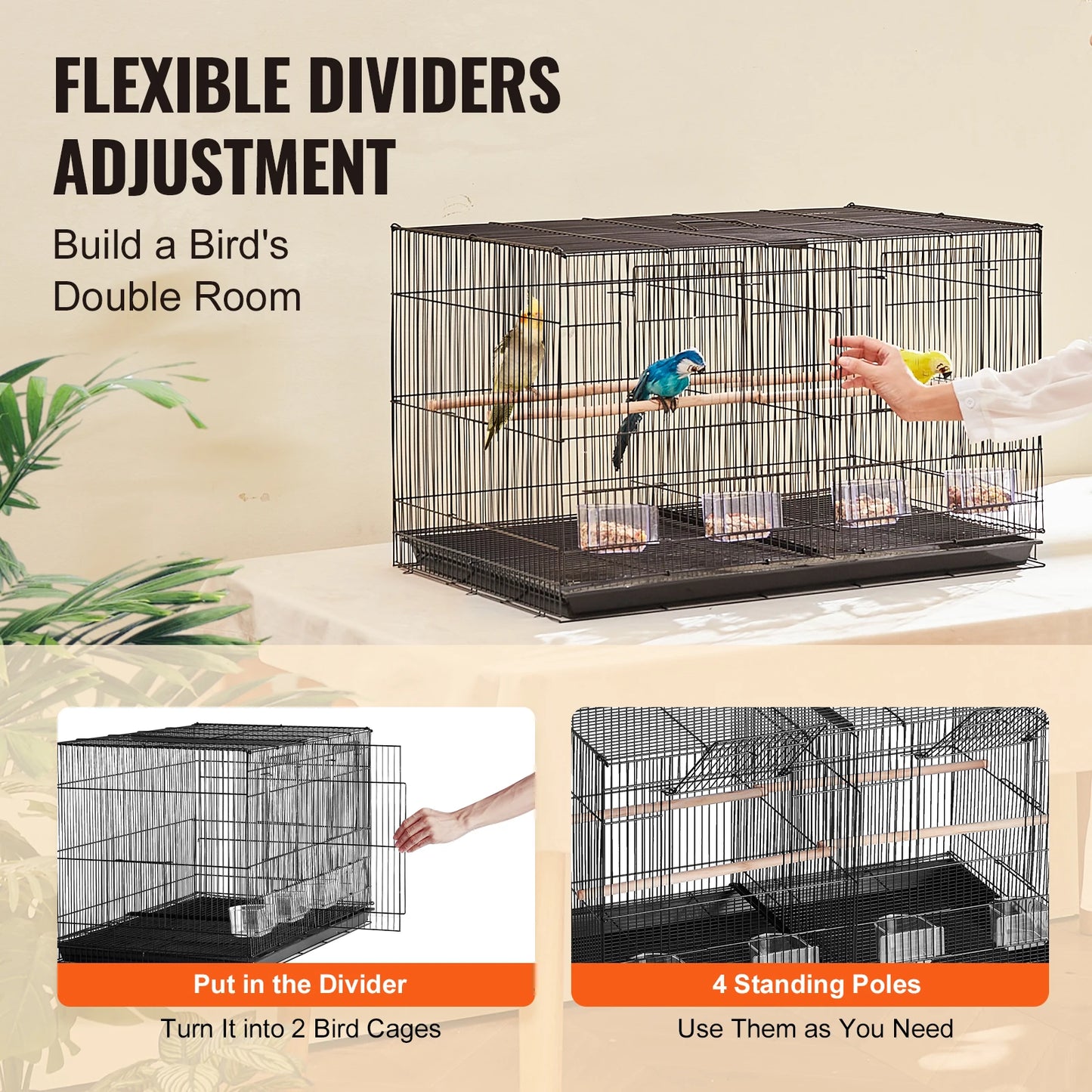 SucceBuy In Flight Bird Cage With Divider And Travel Handle