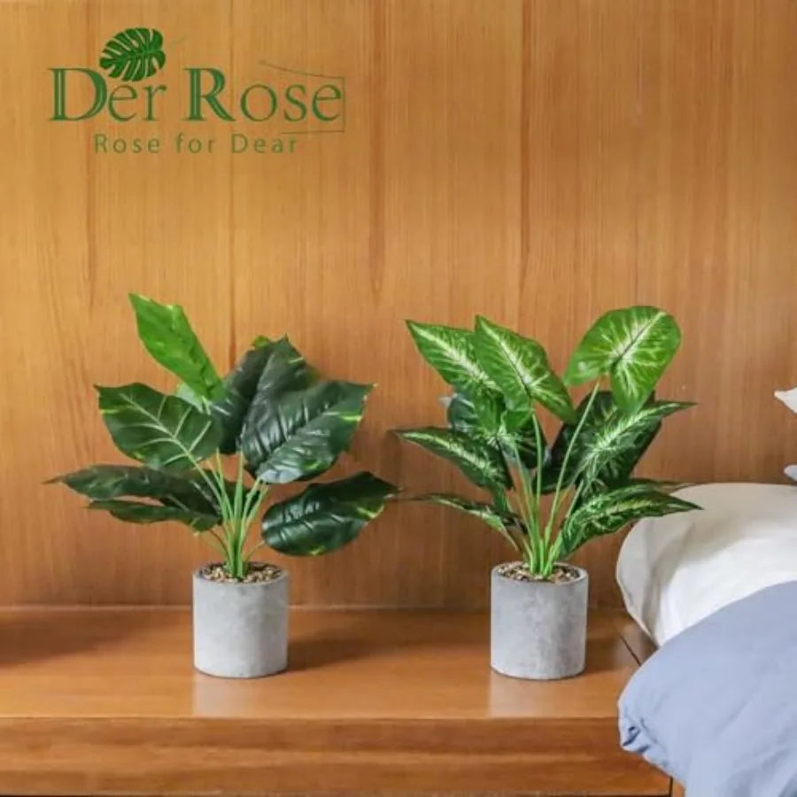 2 Pack Fake Plants Artificial Tropical Faux Plants Indoor for Office Desk Home Sage Green Decor