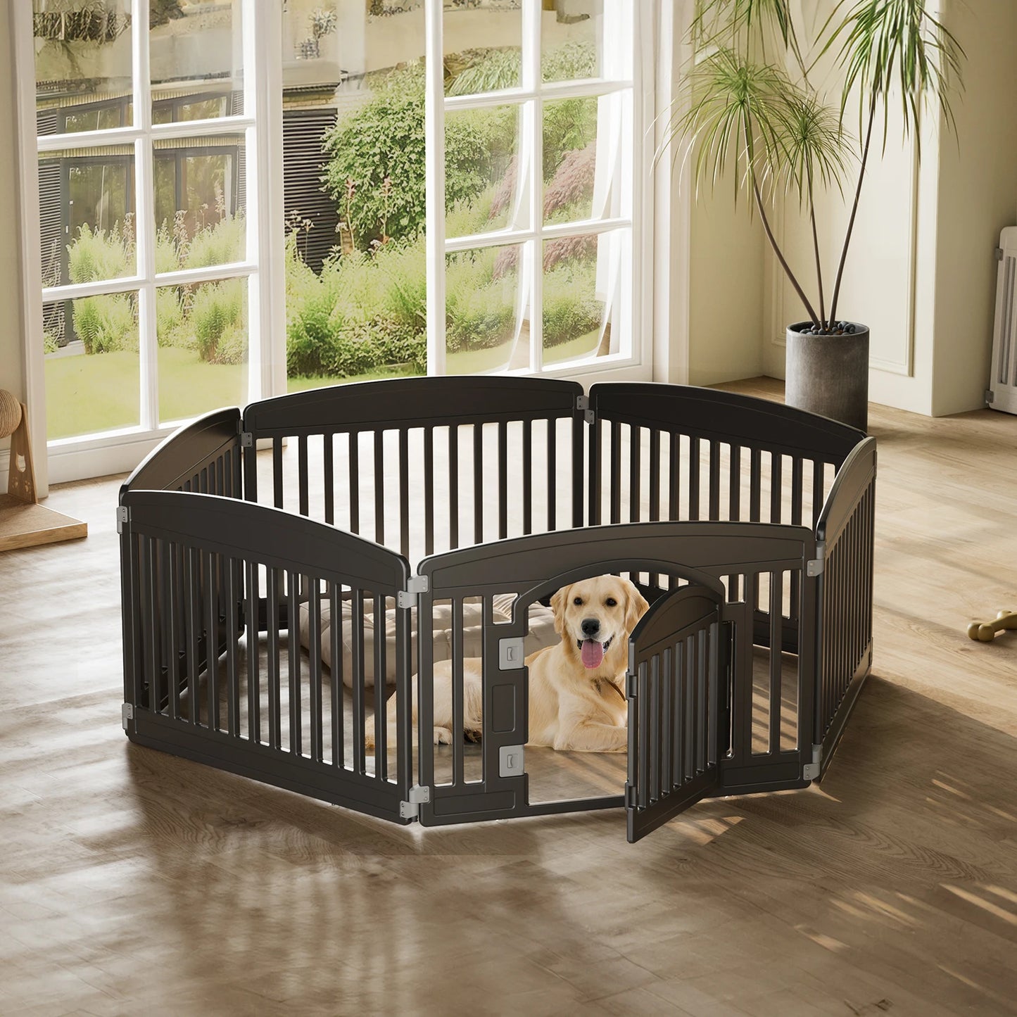 JHK Plastic Dog Playpen 6 Panel Expandable Indoor Outdoor