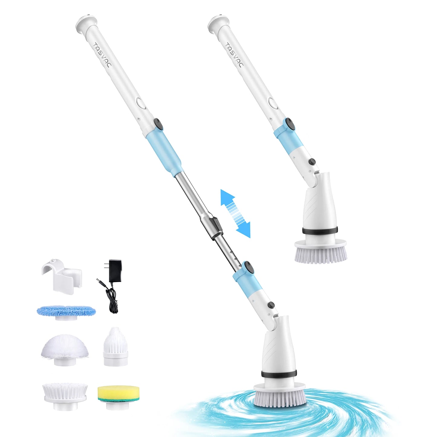 INSE 450RPM Cordless Spin Scrubber With 5 Replaceable Brushes