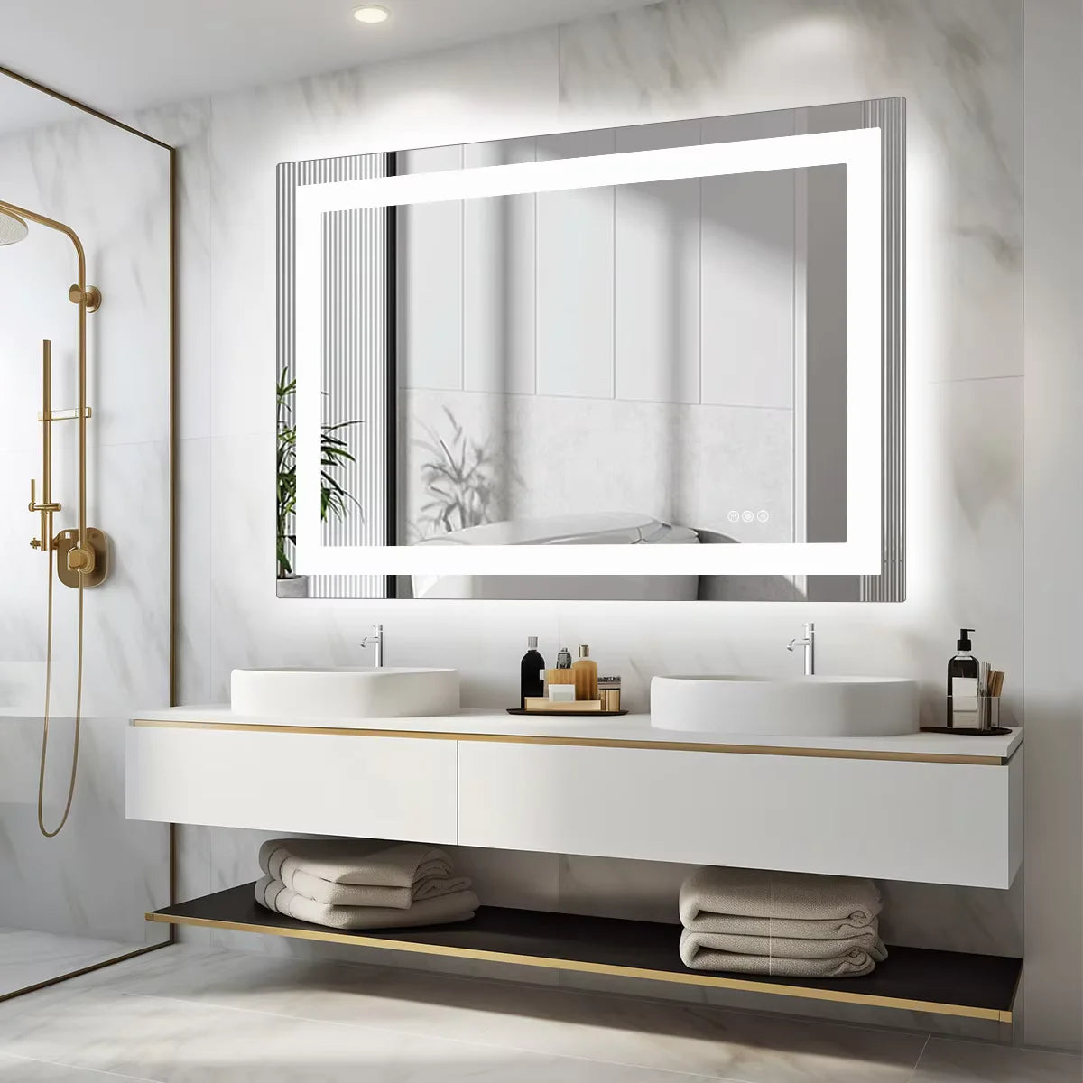 JHK LED Vanity Mirror With Memory Function Front And Backlit