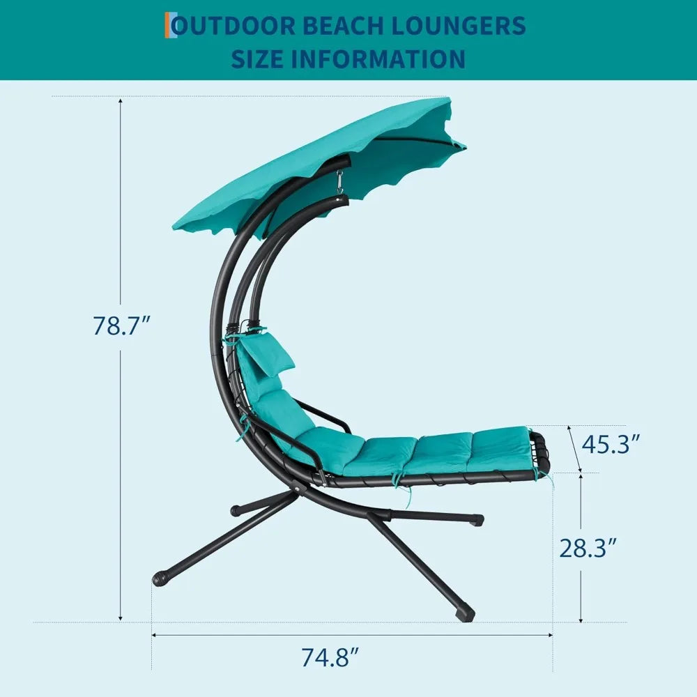 Hanging Chaise Lounge Swing Chair With Curved Steel Cantilever