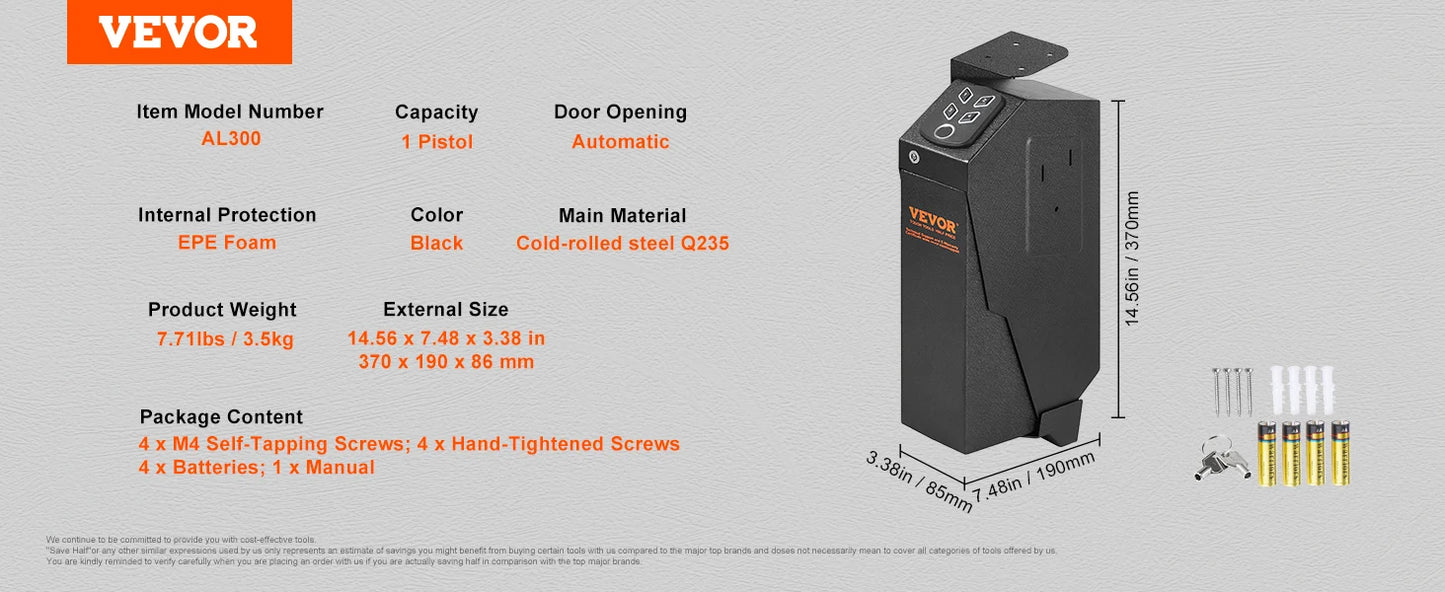 Pistol Safe With Biometric Access For Quick 3 Way Entry