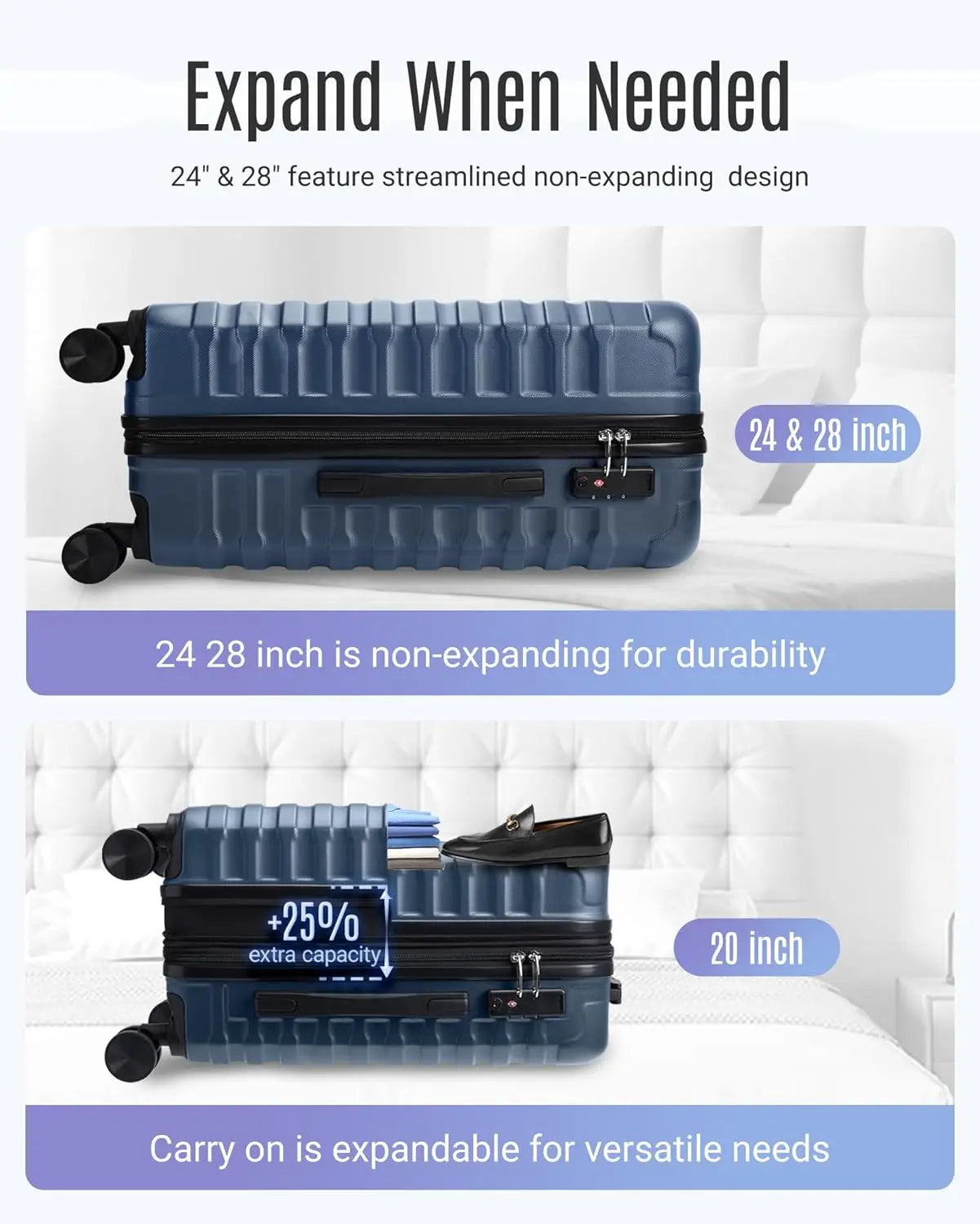 3-Piece Lightweight Luggage Set With Spinner Wheels And TSA Lock