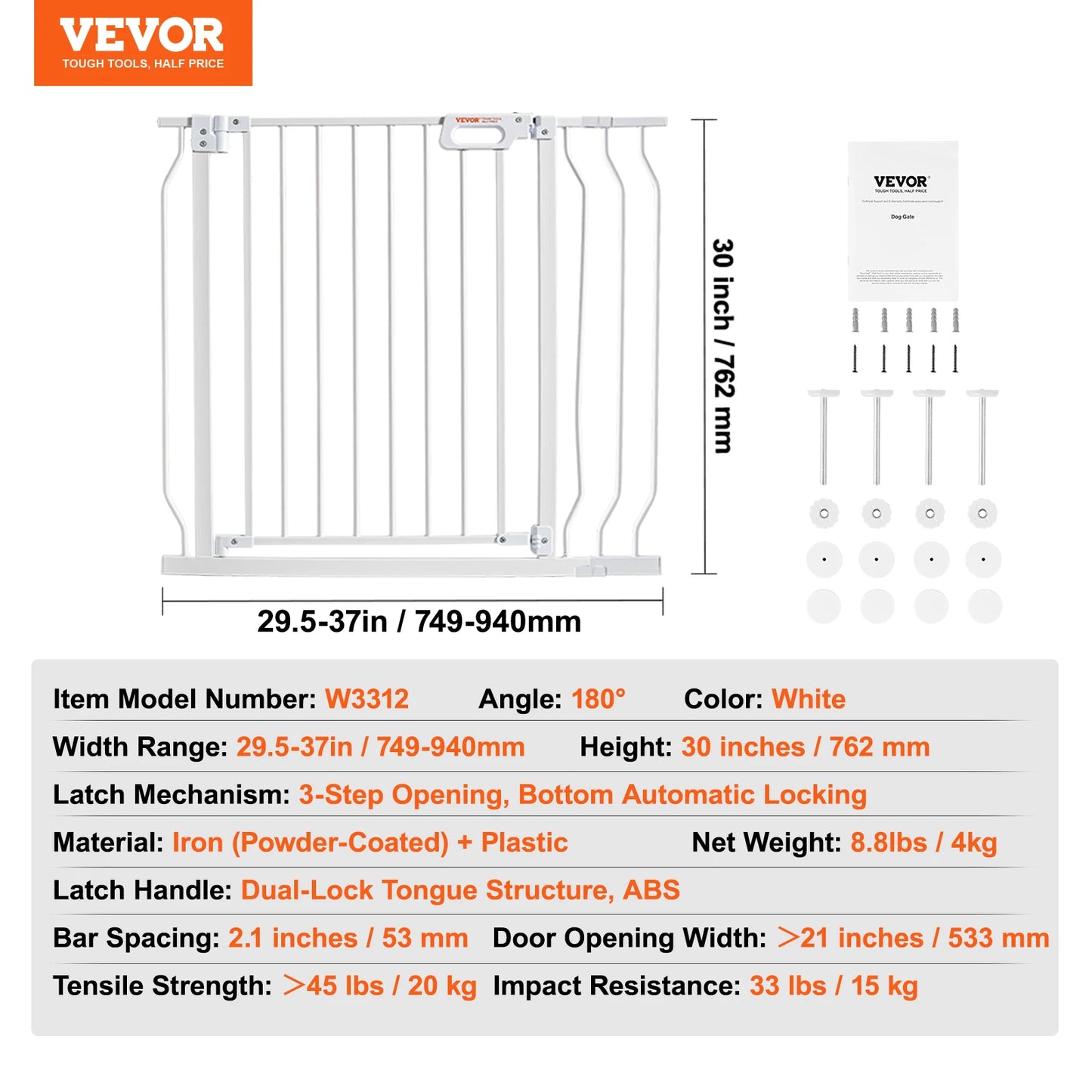 SucceBuy Baby Gate Walk Through Pet Security Pressure Mount