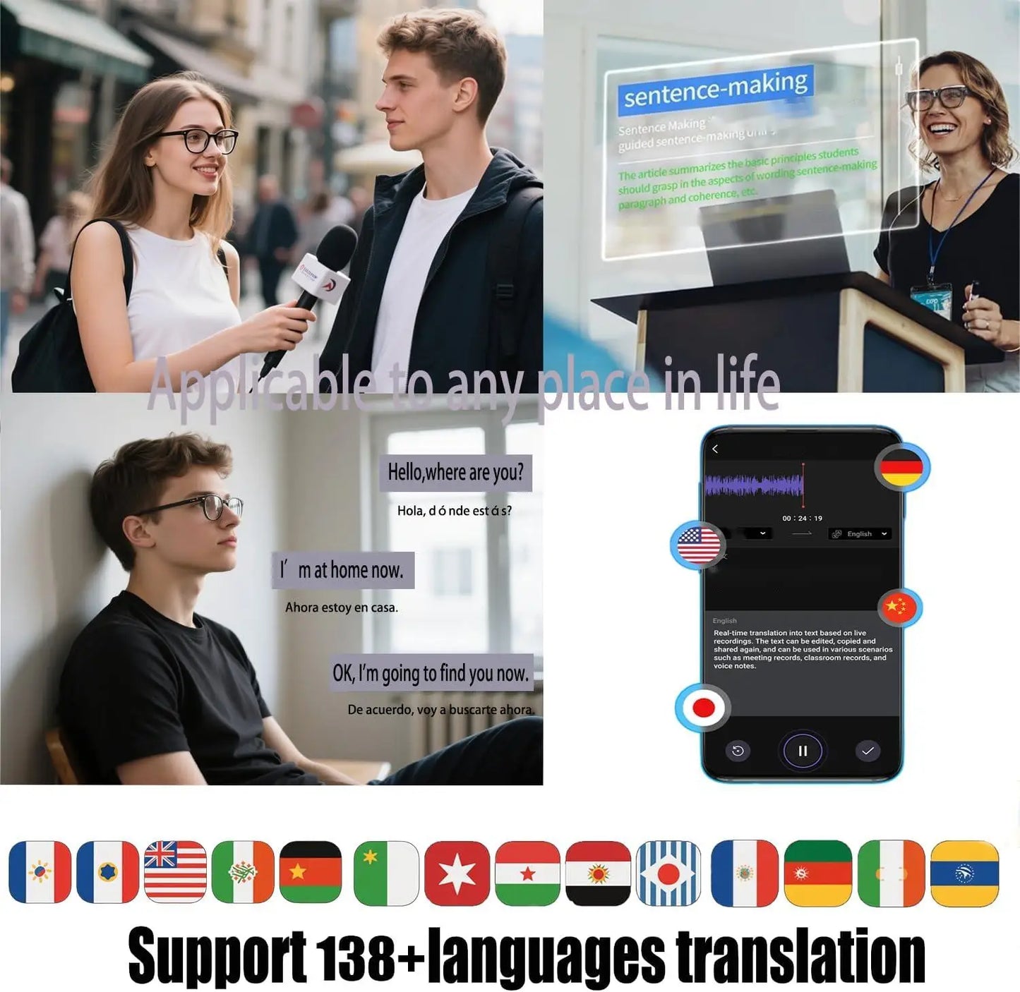 Giinova AI Translation Smart Glasses Real-Time Translation 160 Languages
