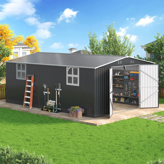 Polar Aurora Outdoor Metal Storage Shed With Windows And Lockable Door