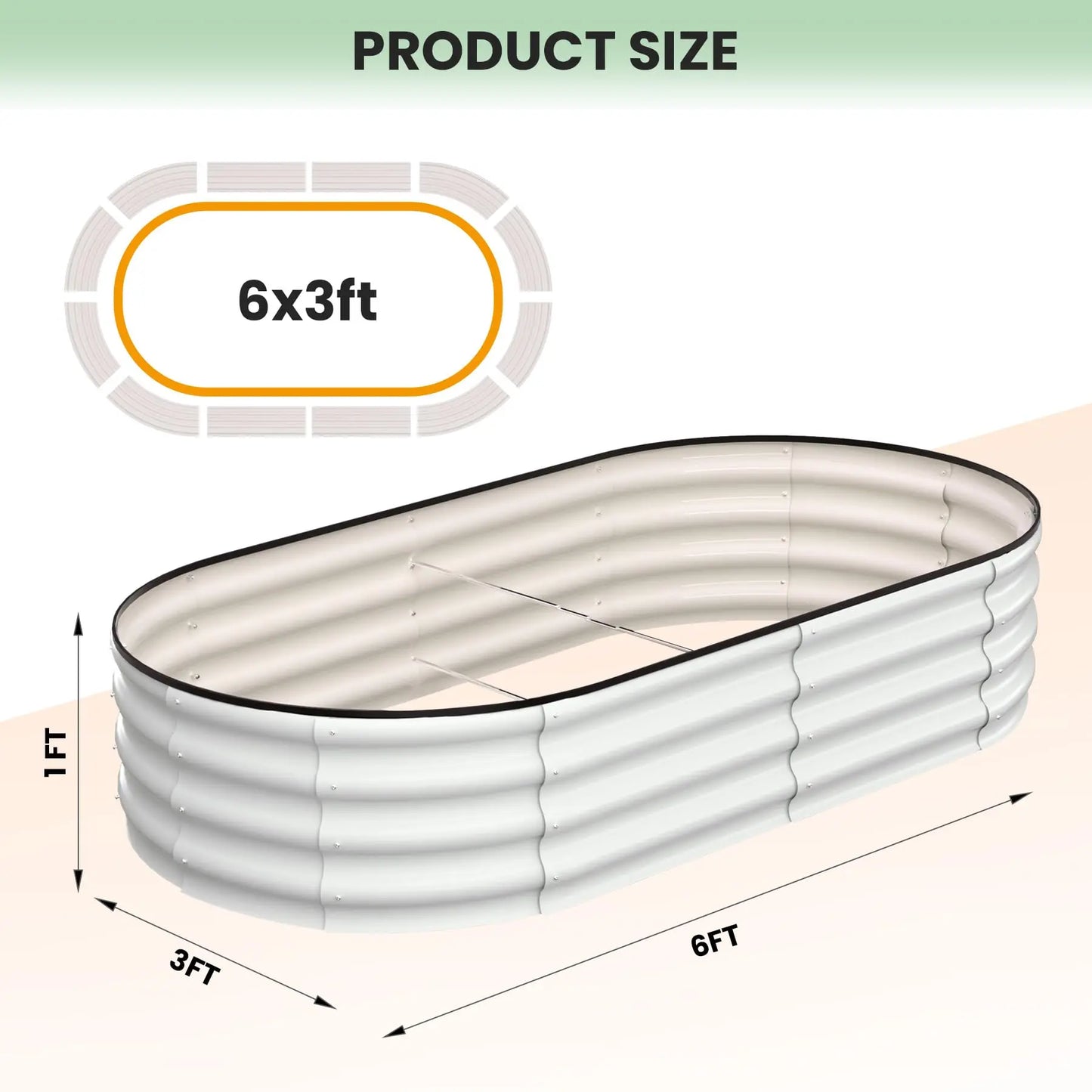 HiMISS Oval Galvanized Steel Raised Garden Bed Two Pack
