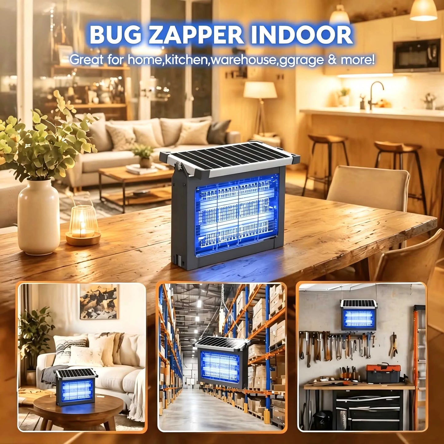 Solar Bug Zapper Outdoor 4500V Waterproof With Panel Sensor