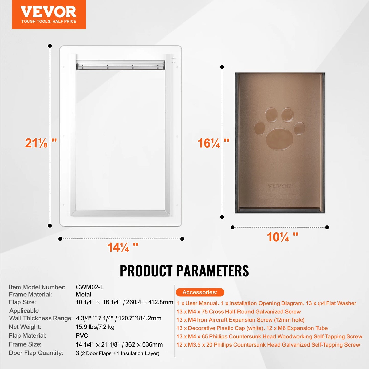 Pet Door With Locking Metal Frame And 3-Flap Weatherproof System