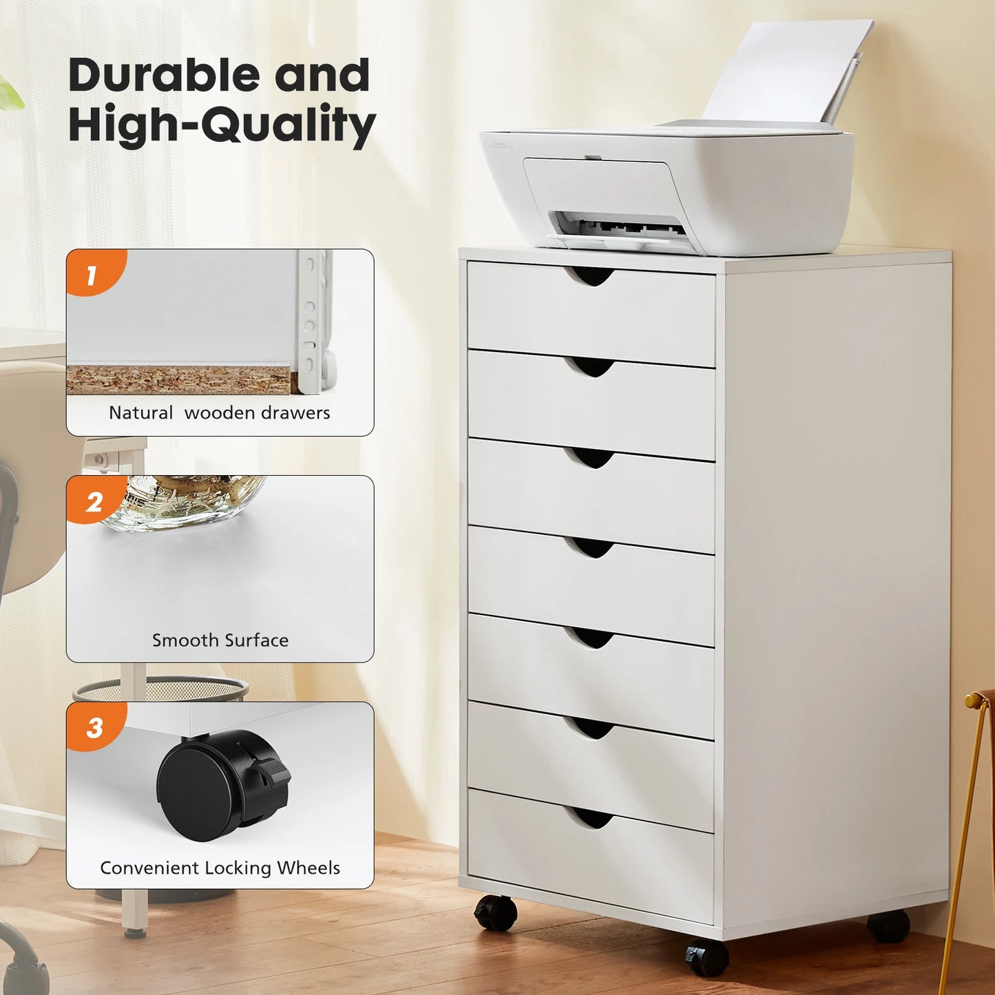 JHK Drawer Chest Dresser Storage Cabinet On Wheels