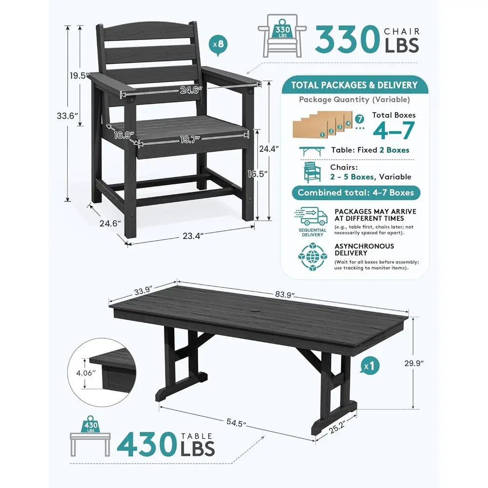 LISM HDPE Outdoor Dining Set With Table And Armchairs