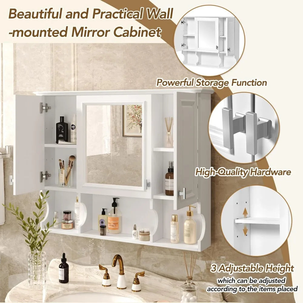 Bathroom Wall Mounted Medicine Cabinet With Adjustable Shelves