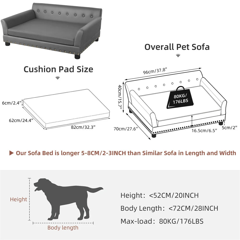 BORWART Heavy Duty Pet Sofa Bed Large Raised Dog And Cat Couch