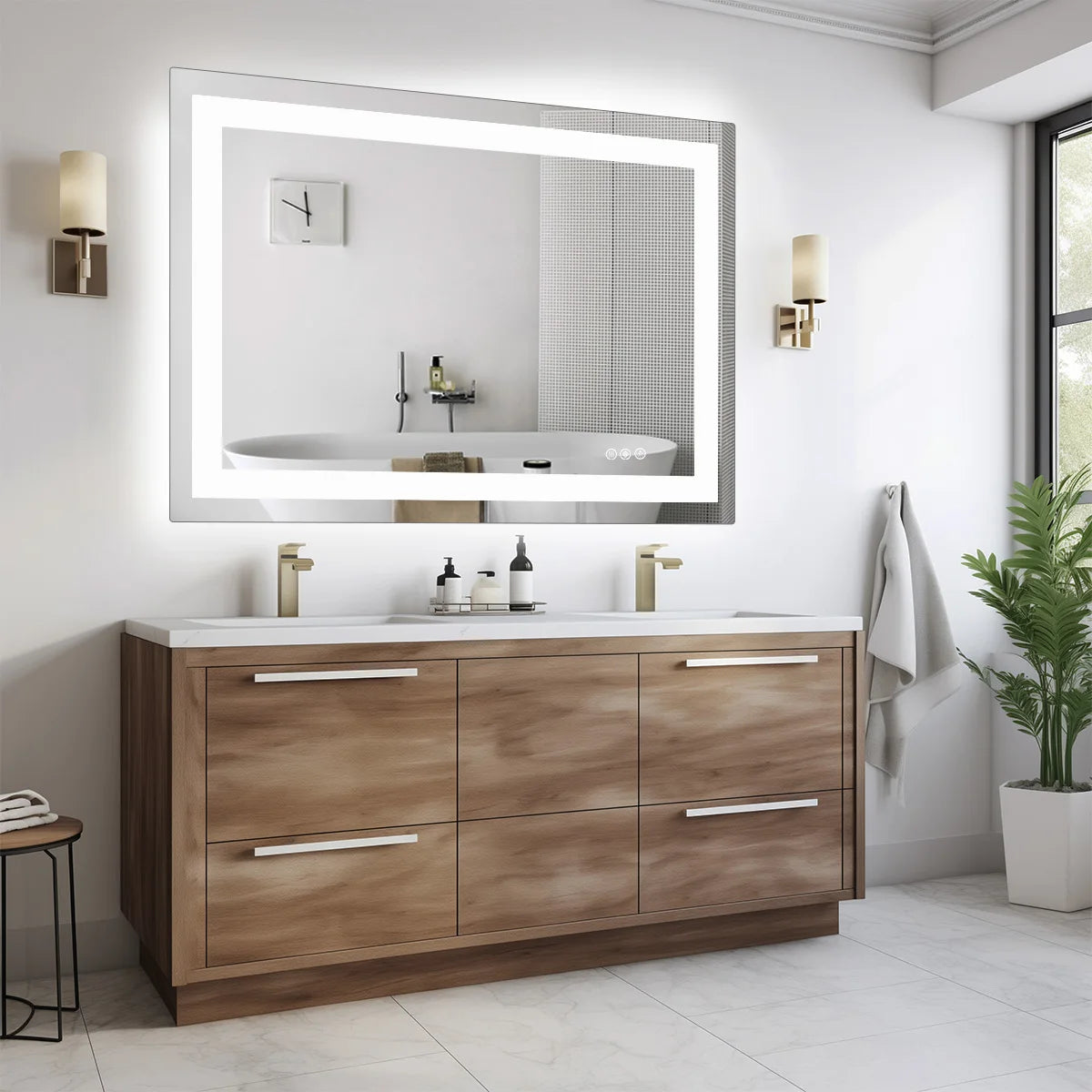 JHK LED Vanity Mirror With Memory Function Front And Backlit