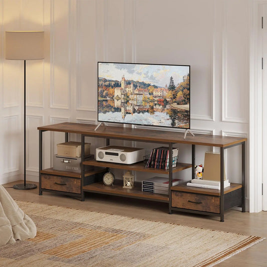 JHK Wooden TV Stand Entertainment Console With Adjustable Shelves