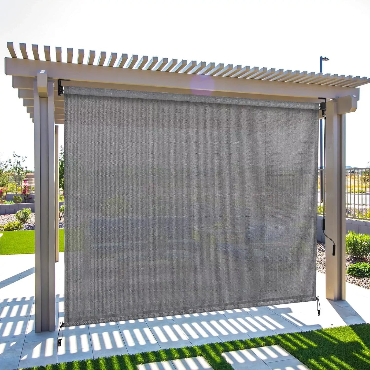 AuAg Cordless Outdoor Roller Sun Shade HDPE Patio Privacy Screen