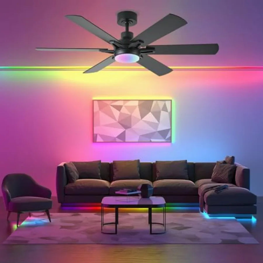 Ceiling Fan With RGB Lights Remote And App Control