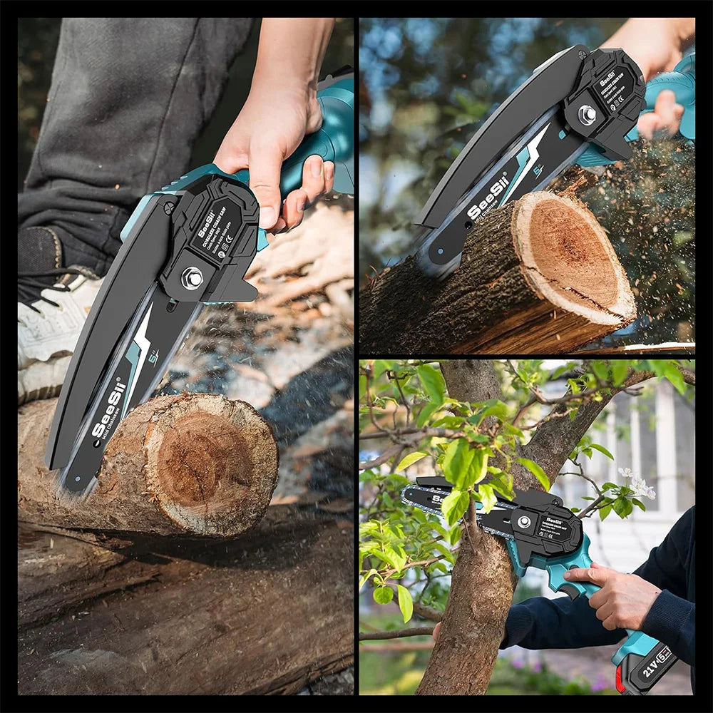 Seesii 6 Inch Cordless Mini Chainsaw For Makita 18V Battery Power
