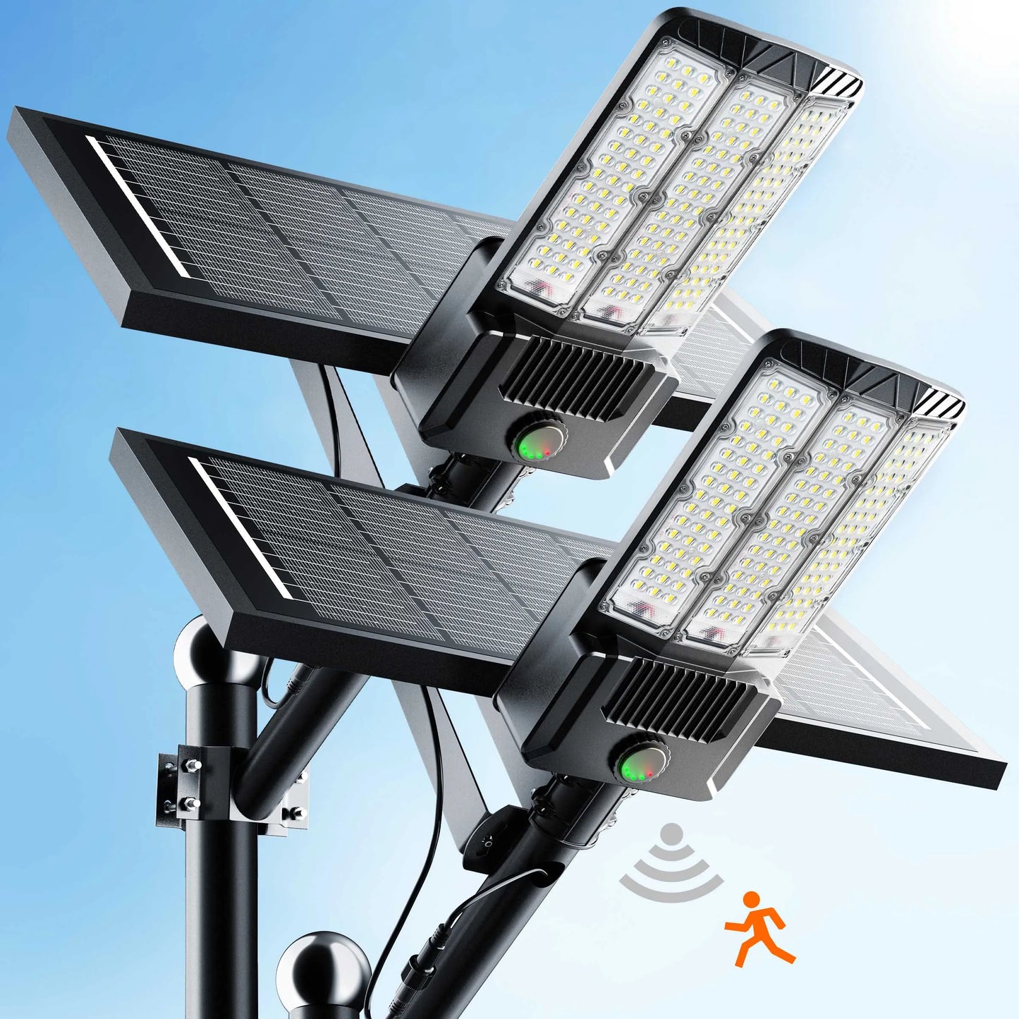 2 Pack Solar Outdoor Lights LED Parking Lot Motion Sensor