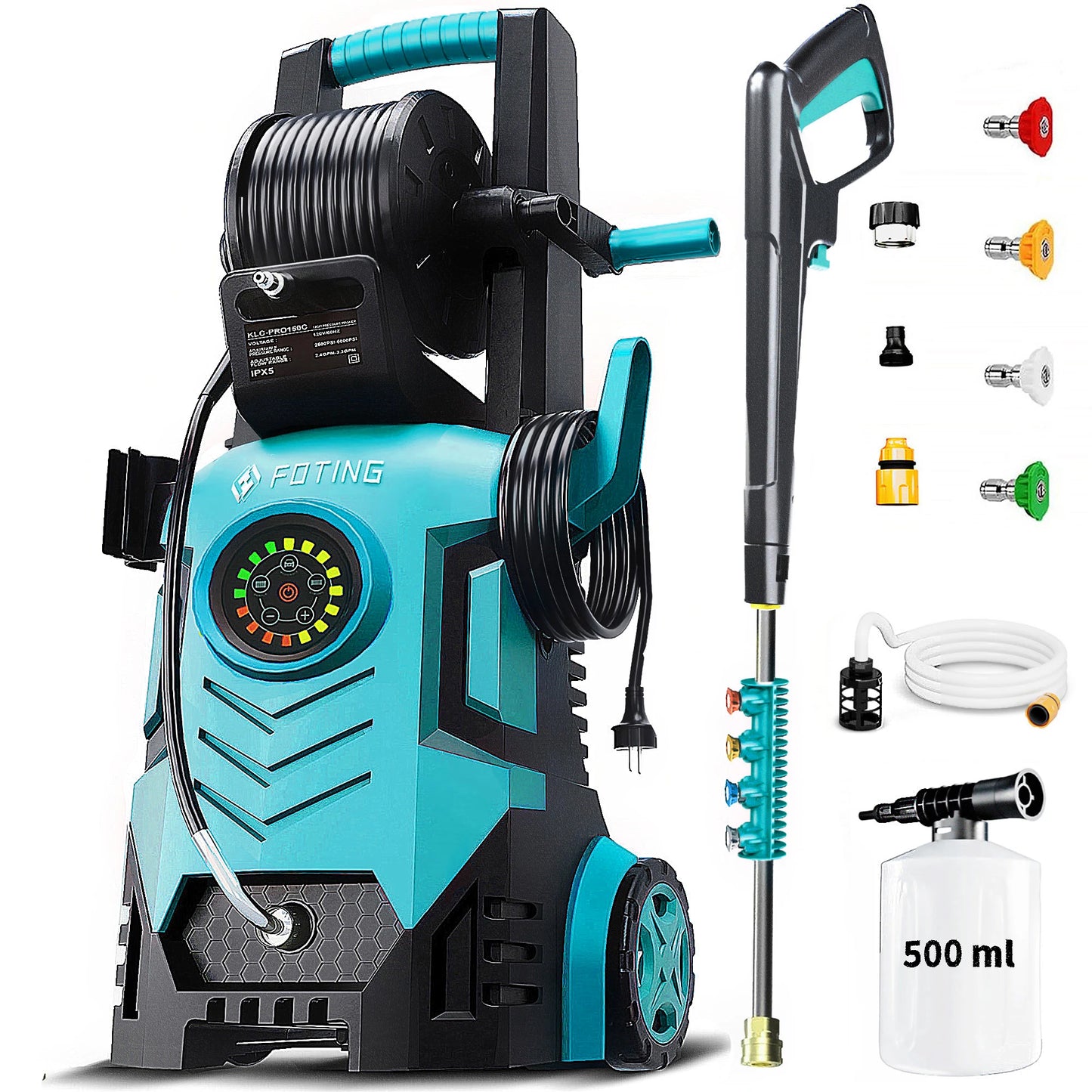 FF FOTING 5000 PSI Pressure Washer With Touch Screen And Foam Cannon