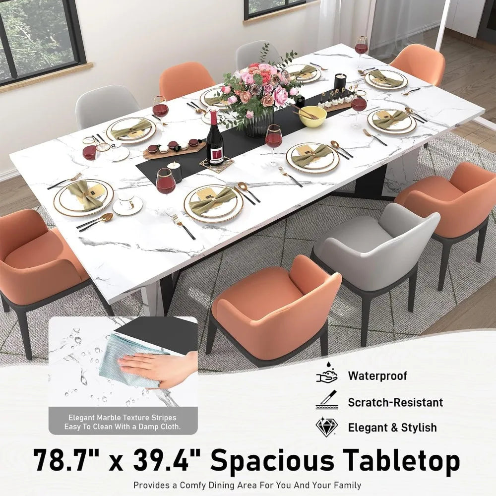 Modern Waterproof Rectangular Dining Table For Six To Eight