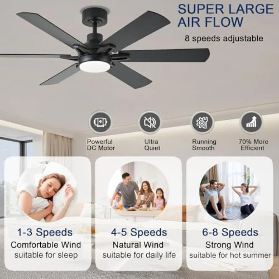 Ceiling Fan With RGB Lights Remote And App Control