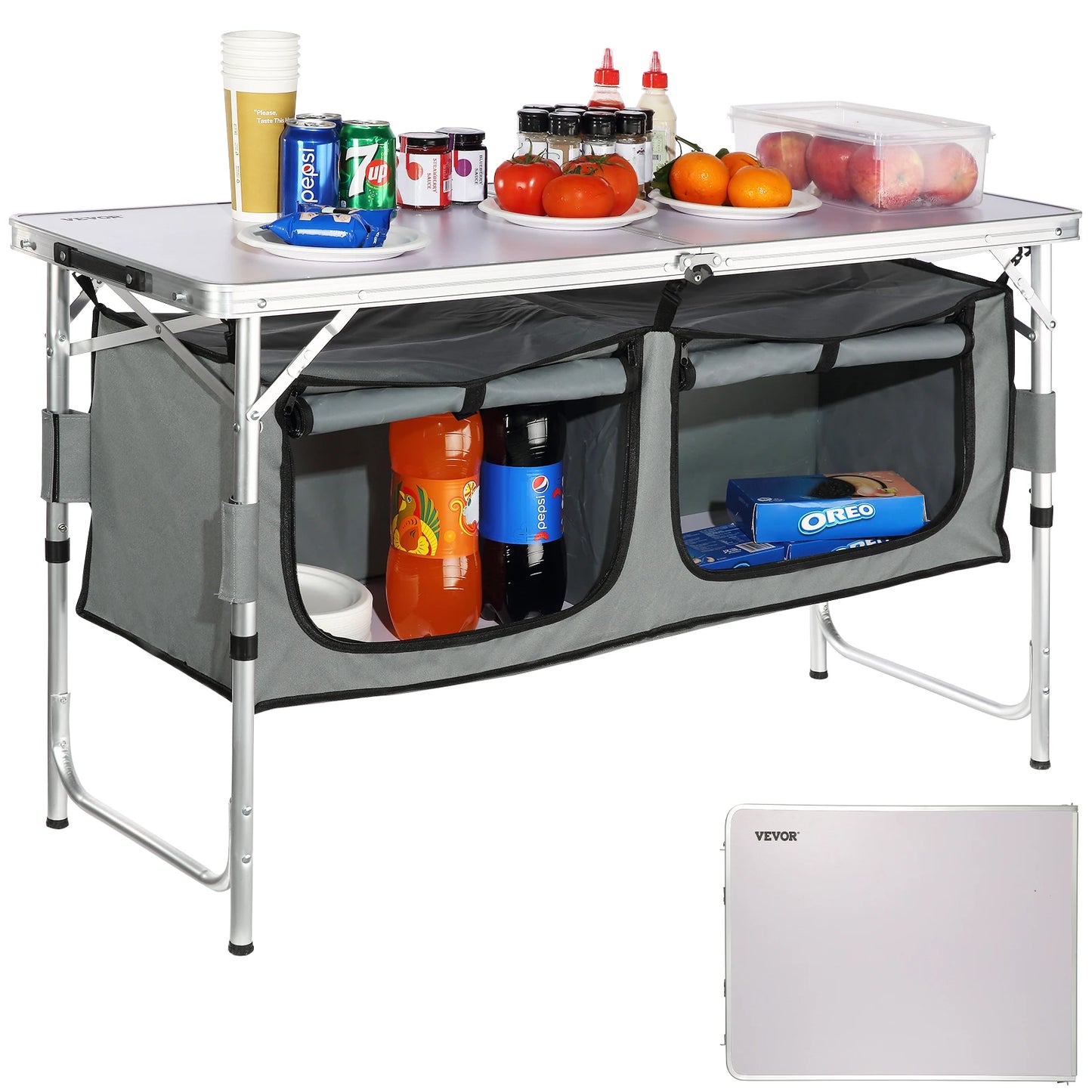 SucceBuy Folding Picnic Table Aluminum With Storage Bag For Outdoors