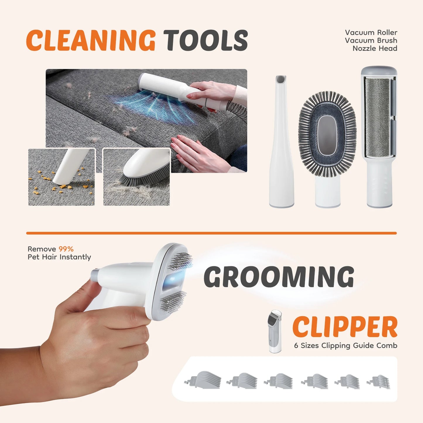Professional Pet Grooming Vacuum Kit With Cordless Clippers