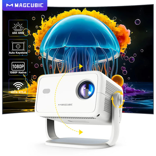 Magcubic Native 1080P Projector Android Auto Keystone WiFi6 BT5.4