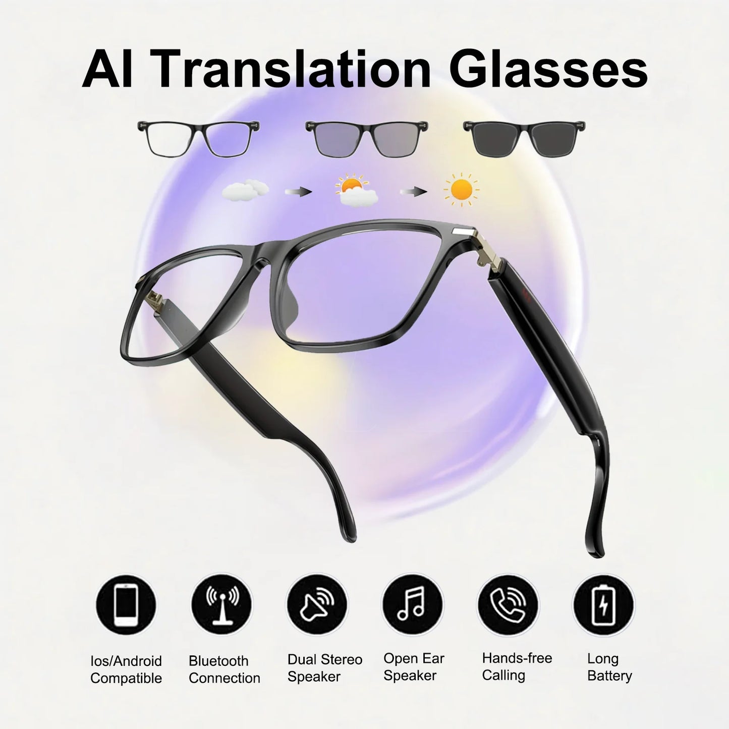 Giinova AI Translation Smart Glasses Real-Time Translation 160 Languages