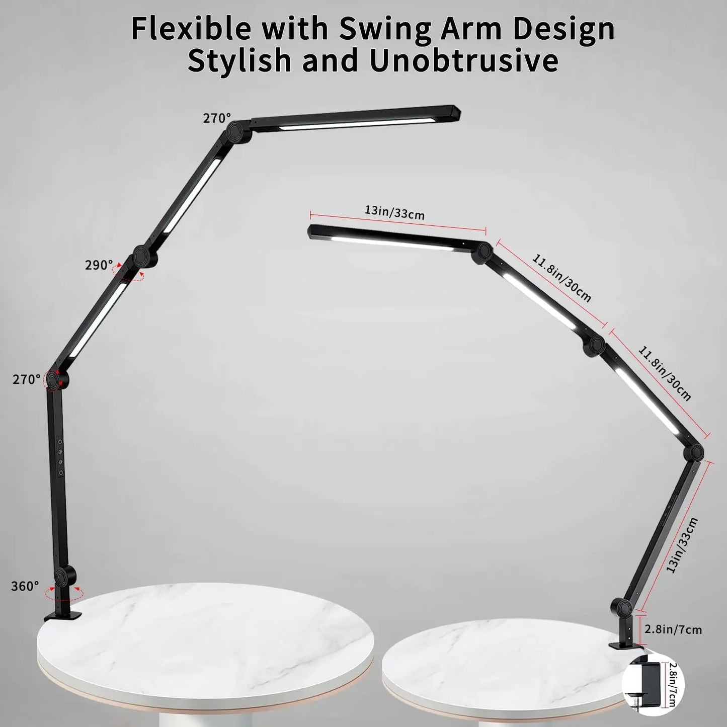 Led Desk Lamp With Clamp Arm Dimmable 4 Color Modes