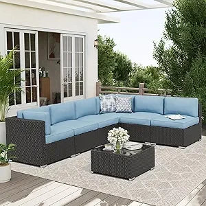 Outdoor Patio Sofa Set Rattan With Glass Table Cushions Included