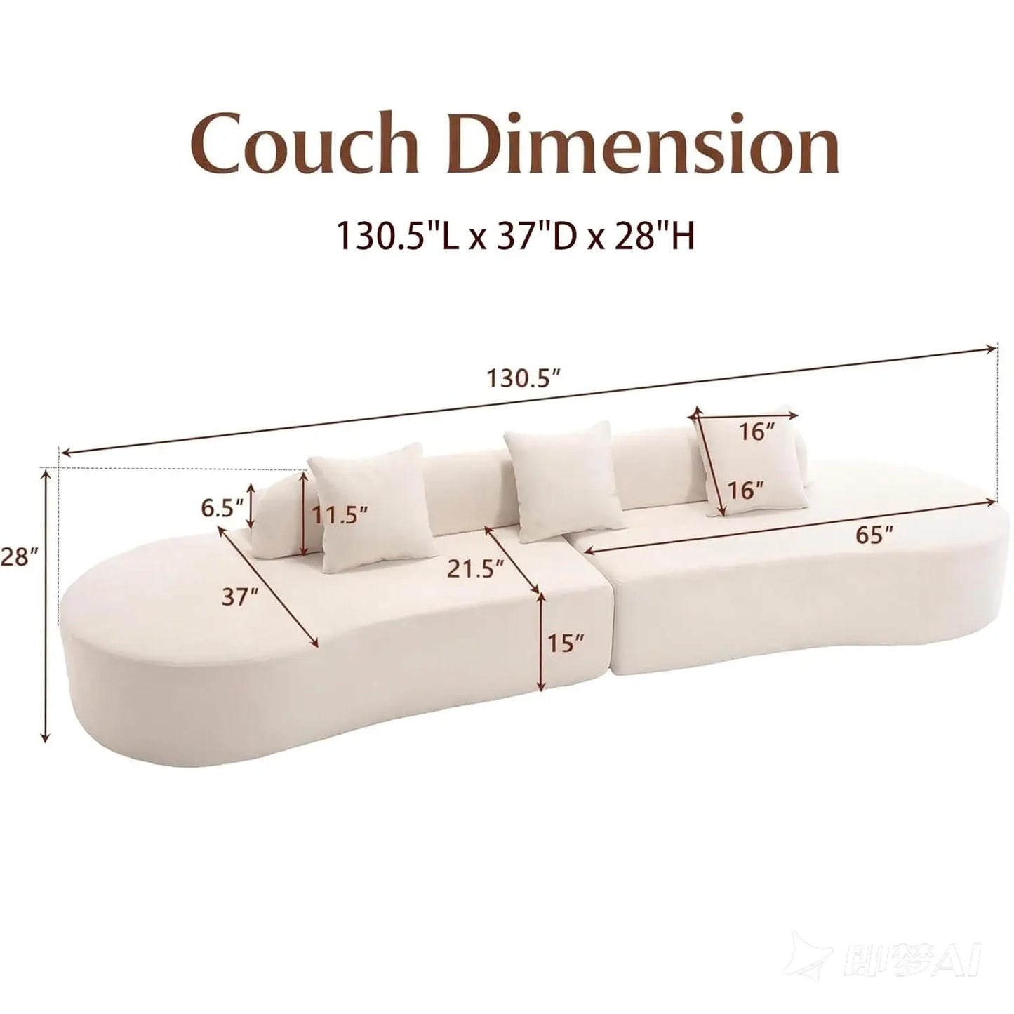 Modern Curved Sectional Sofa Plush Modular Couch For Living Room