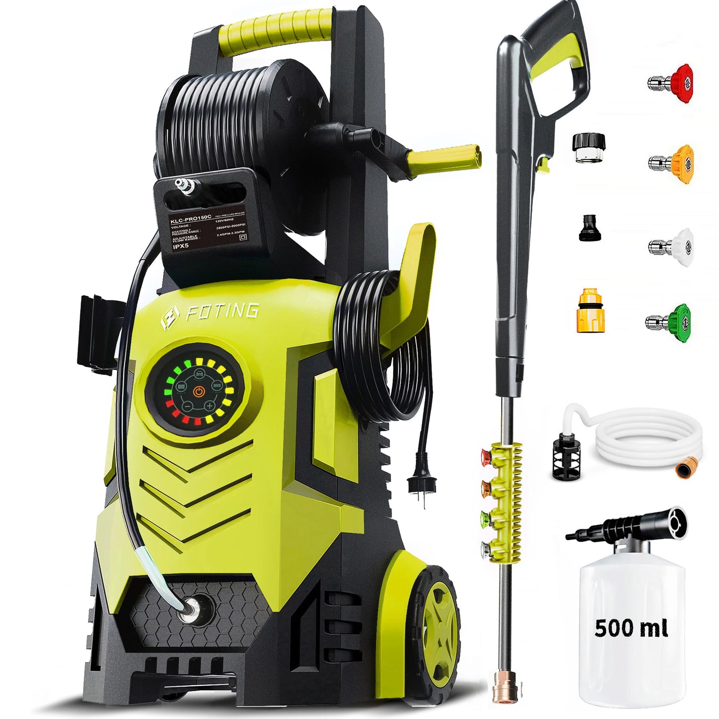 FF FOTING 5000 PSI Pressure Washer With Touch Screen And Foam Cannon