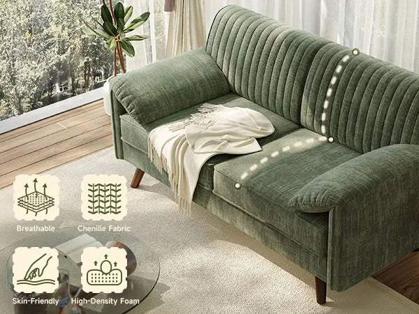 Chenille Loveseat Sofa for Living Room Compact Modern Scandinavian Style