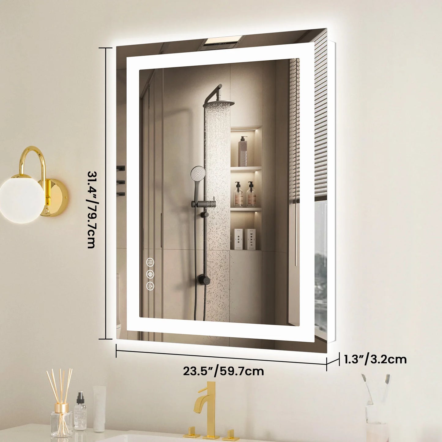 JHK LED Vanity Mirror With Memory Function Front And Backlit