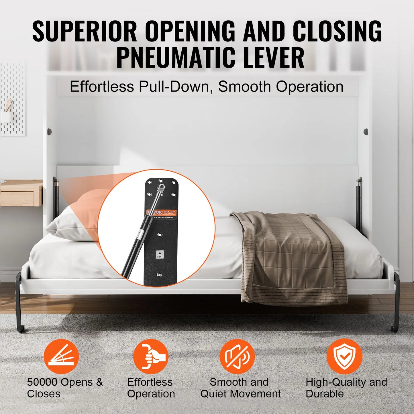 Murphy Bed Kit Vertical Deluxe DIY Wall Mechanical Hardware