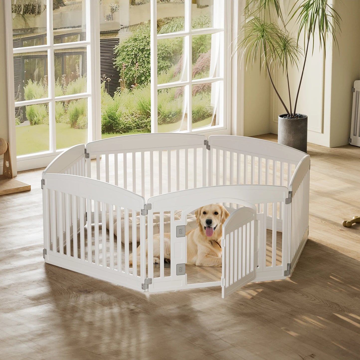 JHK Plastic Dog Playpen 6 Panel Expandable Indoor Outdoor